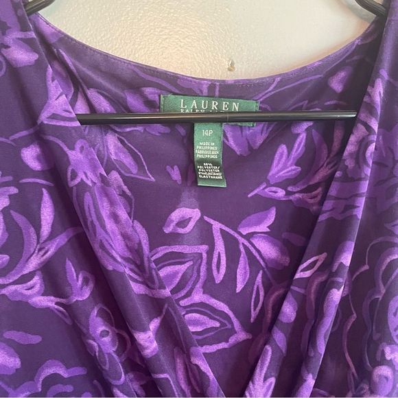 Ralph Lauren Dress Purple floral women’s size 14P 14 P - Picture 2 of 4